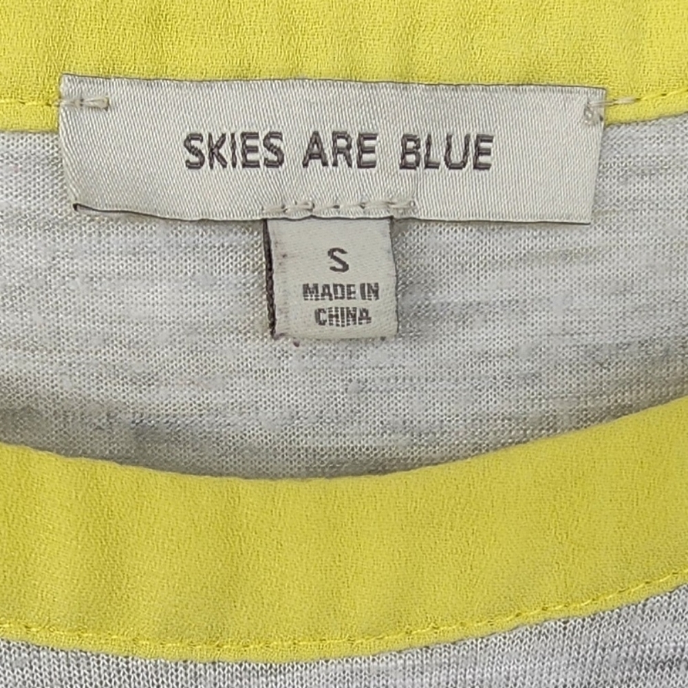 Anthro Skies Are Blue Navy and Gray Striped Tee with Yellow Accent! - Picture 6 of 10